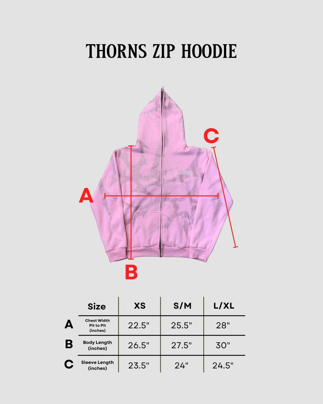 THORNS ZIP HOODIE PINK