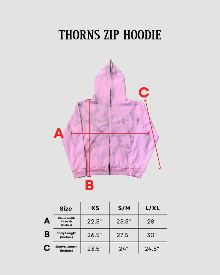 THORNS ZIP HOODIE PINK