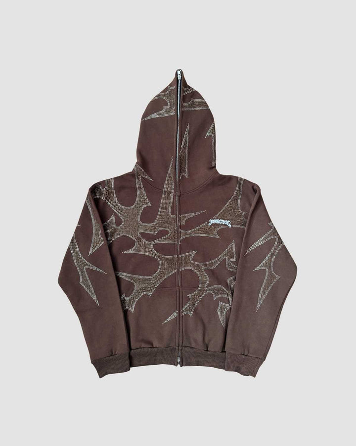 THORNS ZIP HOODIE BROWN